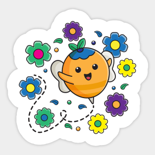 Blueberry bee with a cute face Sticker